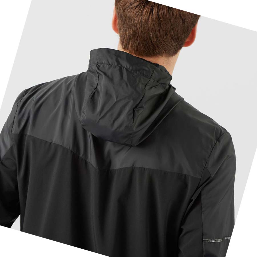 Chaquetas Salomon AGILE WIND WINDBREAKERS Hombre Negros | MX 3268JPQ